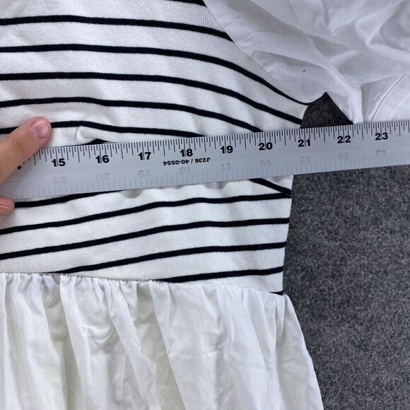 New &Merci Dress Women L Large White Striped Shift Short Lined Short Sleeve - Picture 7 of 12